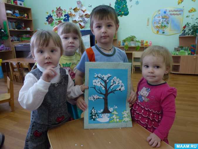 Коллективная работа в первой младшей группе «зимушка-зима» (нетрадиционное рисование) - дошкольное образование, мероприятия