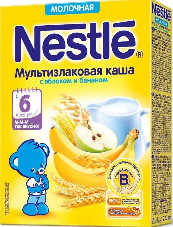 Nestle каша мультизлаковая молочная с яблоком и бананами с 6 мес. 250 г