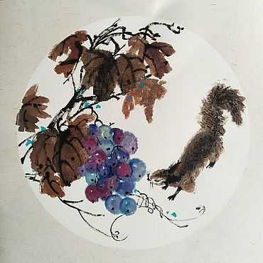 Картина панно рисунок мастер-класс рисование и живопись осенние ежики белка  акварель воск парафин гуашь