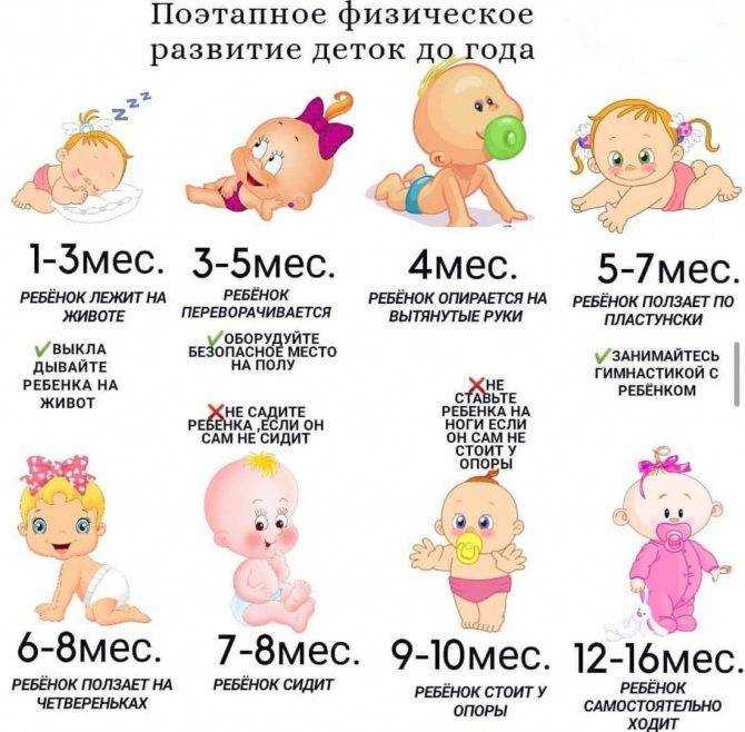 Нормы развития ребенка до года по месяцам: таблица