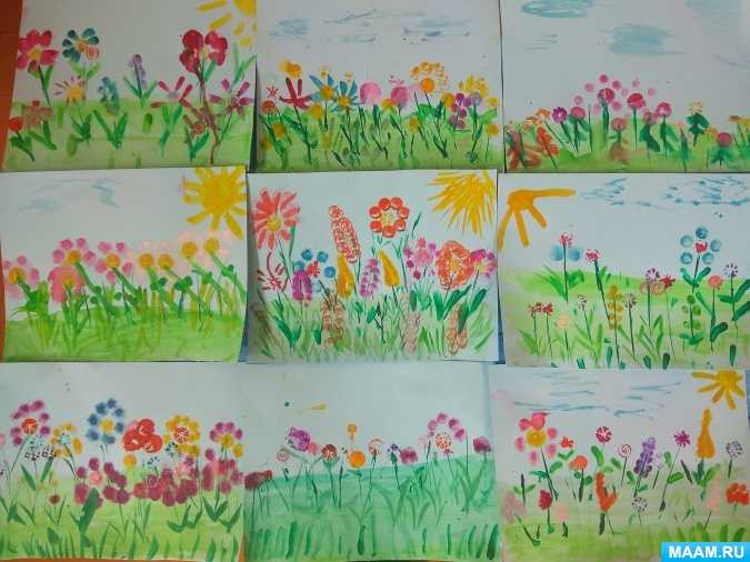 Конспект занятия по рисованию «трава и цветы на лужайке». средняя группа. воспитателям детских садов, школьным учителям и педагогам - маам.ру