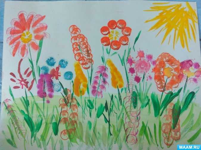Конспект занятия по рисованию «трава и цветы на лужайке». средняя группа. воспитателям детских садов, школьным учителям и педагогам - маам.ру
