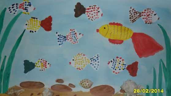 Конспект занятия по рисованию ладошками в первой младшей группе «рыбка в аквариуме»